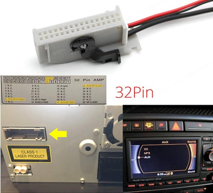 Bluetooth Adapter Audio Aux Input Cable Compatible with Audi RNS-E Navigation Plus A8 TT R8 A3 A4 A6 32-pin