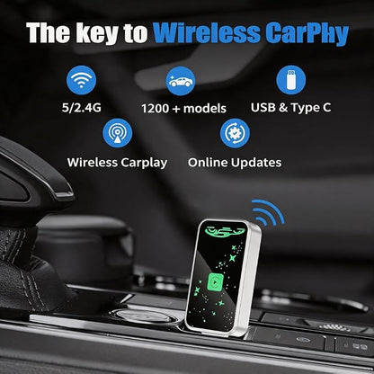 Mini Wireless Carplay Adapter for Apple for iPhone, 2026 Upgraded Convert Wired to Wireless Car Play Adapter,Fast Auto-Connect & No Latency Dongle,Plug & Play, USB A/C Included for iOS