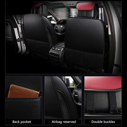 otoez Leather Car Seat Covers Full Set, Full Coverage Seat Covers for Cars, Waterproof Automotive Front & Back Seat Protector Universal Fit Most 5 Seats Car Sedan Truck SUV (Black & Red)
