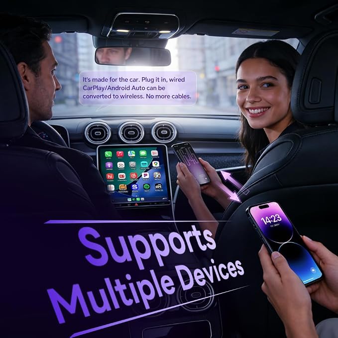CarlinKit 5.0 Wireless CarPlay & Android Auto Adapter | 5GHz WiFi | Wired to Wireless | Auto Connect | for OEM Wired Cars