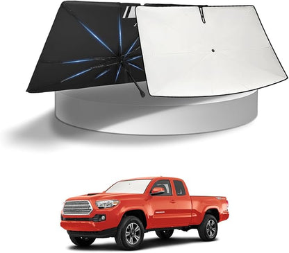 KUST Sun Shade Umbrella for 2016-2025 2026 Toyota Tacoma | Custom Fit Windshield Sunshade | Foldable Sunshade with Bendable Handle | Blocks Heat & UV Rays Keep Car Cool Sunshield