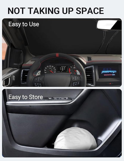Proadsy 2026 Upgrade Front Windshield Sun Shade Foldable Sunshade Protector Custom Fit 2019-2023 Ford Ranger XL XLT Lariat Accessories