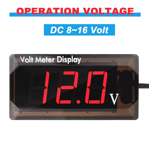 2 Pieces DC 4 to 28V Car Digital Voltmeter 12V Voltage Meter Car Audio Gauge LED Display 12V Waterproof Voltage Gauge Meter for Motorcycle(Red Light)