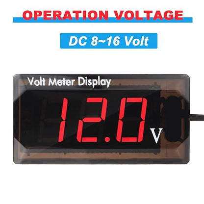 2 Pieces DC 4 to 28V Car Digital Voltmeter 12V Voltage Meter Car Audio Gauge LED Display 12V Waterproof Voltage Gauge Meter for Motorcycle(Red Light)
