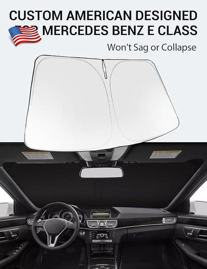 Proadsy 2026 Upgrade Windshield Sun Shade Custom Fit 2010-2016 E Class Foldable Front Sunshade Protector Sun Visor Blocks UV Rays Keep Car Cooler