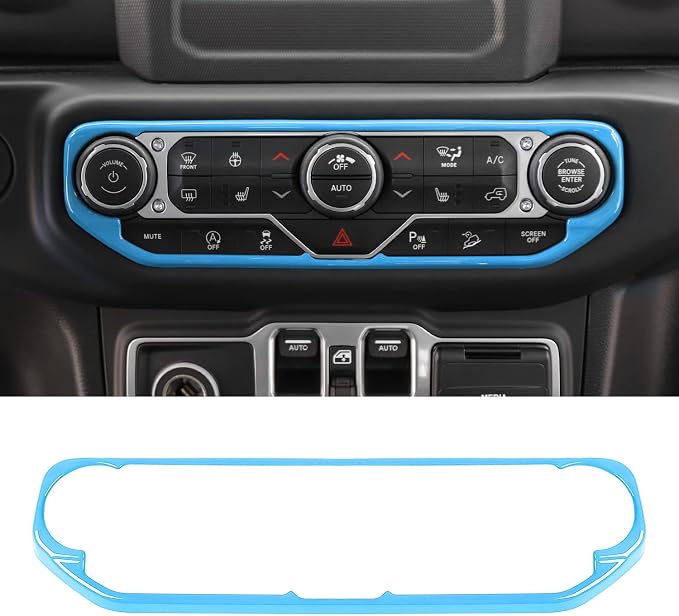 RT-TCZ Air Conditioning Dashboard Center Console Control Trim Panel Cover Interior Accessories Decoration Trim Kit for Jeep Wrangler JL JLU & Gladiator JT 2018-2022,Light Blue