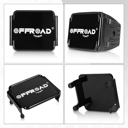 OFFROADTOWN LED Cube Lights Covers 2PCS 3 Inch Black Square LED Pods Covers Offroad Light Covers Polycarbonate Lens Protective Light Bar Cover for LED Pod Ditch Fog Light Pods Covers