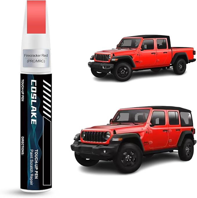 Car Touch Up Paint(Firecracker Red(PRC/MRC)) for Jeep, Car Paint Scratch Repair Kit, Quick & Easy Solution to Repair, 2 in 1 Scratch Remover Pen with Color-Matched