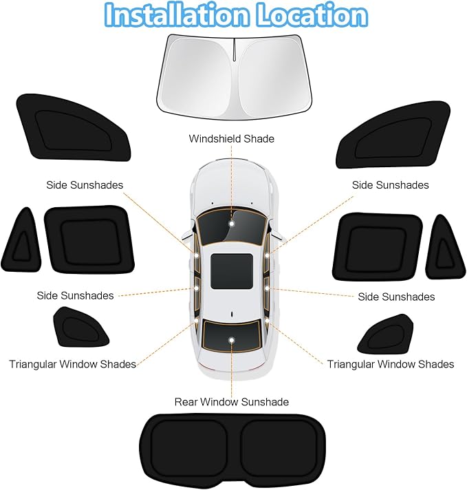 KUST Car Window Shades for BMW X5 2019-2025 Windshield Sun Shade Side Window Cover UV Block Privacy Protection Accessories for Camping Blackout Rear Back Full Set 10PCS
