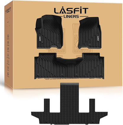 LASFIT Floor Mats for Chevrolet Chevy Suburban/GMC Yukon XL & Yukon XL Denali/Cadillac Escalade ESV 2021-2026 & 7 Seats (Not Fit 8 Seats), All Weather TPE Custom Fit Floor Mats for Cars, 3 Rows