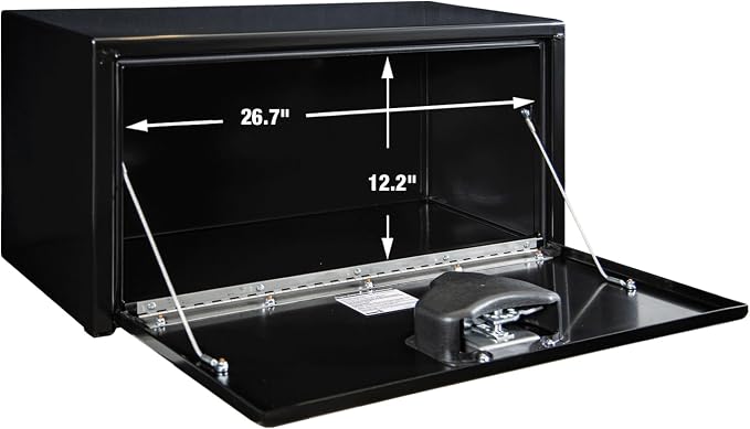 Buyers Products 1703324 Black Steel Underbody Truck Tool Box – 15 x 30 x 30 Inch - Truck Bed & Underbelly RV Storage Box, Locking T-Latch, Weather-Resistant, Heavy-Duty Flatbed Job Box, Made in USA