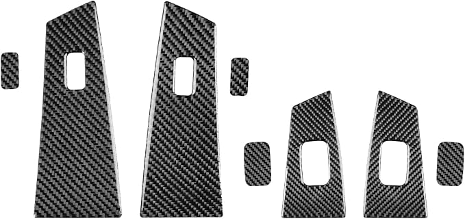 Black Real Carbon Fiber Accessories Car Window Lift Switch Trim Button Panel Kit Cover Interior Trim Sticker Decal for Toyota Corolla CE LE S 2003 2004 2005 2006 2007 2008/XRS 2005-2006 Sedan 8PCS -C