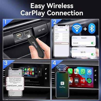Carlinkit CarPlay Wireless Adapter MiNi SE 2026 - Auto Connect Online Update for iPhone, Apple CarPlay Wireless Adapter Convert OEM Wired CarPlay Cars, Plug & Play Dongle