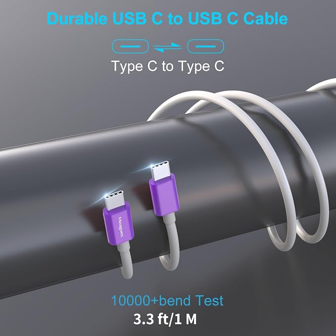 67.5W Purple Car Charger USB C Super Fast Charging, 45W USBC&QC3.0 Port Plug for iPhone 17 Pro Max/Air/16/15/iPad, Samsung S26 Android Cell Phone, Dual 12V Cigarette Lighter Adapter+3.3ft Type C Cable