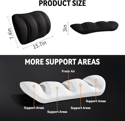 Lumbar Support Pillow for Office Chair & Car,Back Support for Office Chair,Adjustable Straps Securely Fixed Seat (Black)
