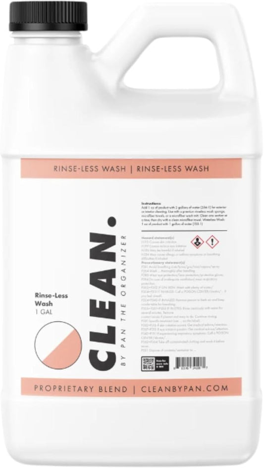 CLEAN. Rinse-Less Wash – 128oz-Waterless Car Wash Solution, Safe on All Surfaces, High Lubrication Polymer Blend, pH Neutral, No PFAS, Interior & Exterior Car Cleaner, Use in Sunlight