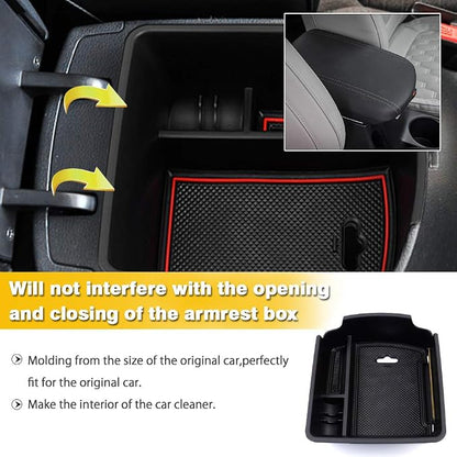 Autorder Center Console Organizer for Kia Seltos 2021 2022 2023 2024 2025 2026 Accessories Armrest Storage Box Secondary Insert Tray with 2 Color Mats