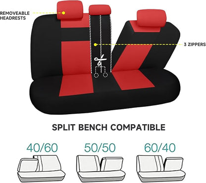 VarCozy Seat Covers for Car Front Pair, Breathable Cloth Front Car Seat Covers, Universal Cloth Seat Covers for SUV Sedan Van, Automotive Interior Covers, Airbag Compatible