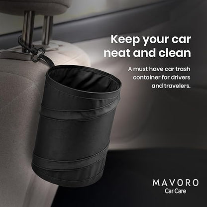 Mavoro 2 Pack, 1 Gallon Car Trash Can | Waterproof Collapsible Pop-Up Car Bin (2 Pack, 1 gal)