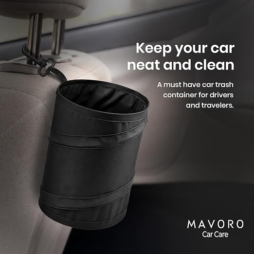 Mavoro 1 Pack, 1 Gallon Car Trash Can | Waterproof Collapsible Pop-Up Car Bin (1 Pack, 1 gal)
