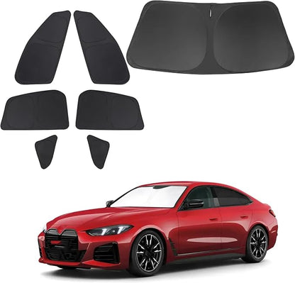TINGLU Window Shades for BMW i4 M50 2022-2025 Accessories Car Side Full Windows Rear Triangular Windshield Sun Shade Sun UV Rays & Privacy Protection for Camping 7PCS