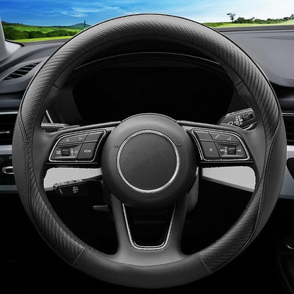 YHONGJT Soft Microfiber Leather Anti-Slip Car Steering Wheel Cover, Universal Fit 15 Inch for Women Girls, Fit Vehicles, Sedans, SUVS, Vans, Trucks - Black