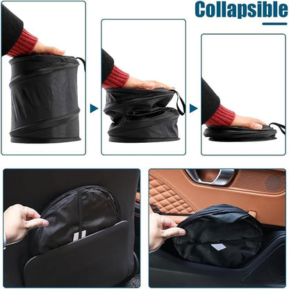 Car Trash Can, Mini Collapsible Portable Garbage Bin with Magic Sticker, Pop-up Water Proof Bag, Hanging Waste Basket Bin, Rubbish Bin Organizer, Suitable for Most Cars (1 PC)