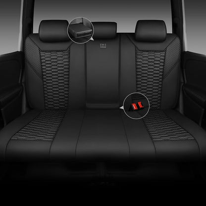 CAR PASS 3D Foam Mesh Leather Back Bench Car Seat Covers,Breathable Rear Seat Cover Universal Fit for Most Cars Sedans SUVs Vans Small Trucks 95% Automotive Backseat, Black