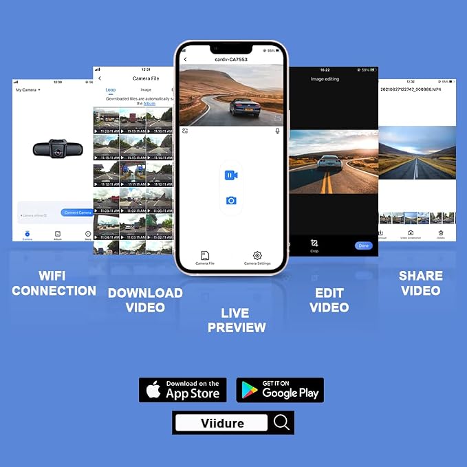 Fitcamx Front 2K+Rear 1080P Dash Cam Adapts for Toyota RAV4 2019-2021 (Model A, No Vents) & Prime Plug-in Hybrid, OEM Look, Dual HD Video, WiFi & APP, Loop Recording, G-Sensor, Easy to Use, 64GB Card