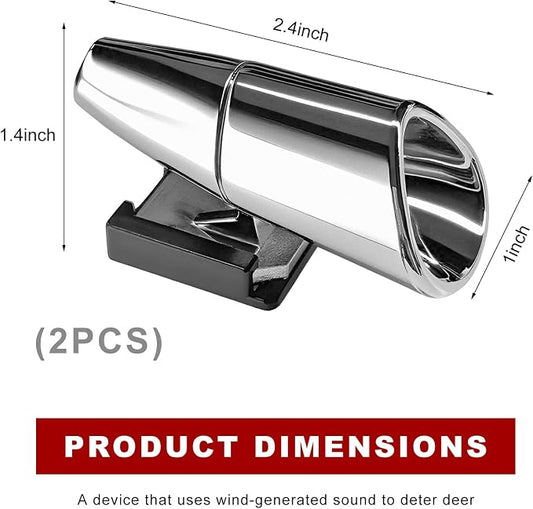 2 PCS Car Deer Whistles, Wind Activated Save Deer Whistle with Double-Sided Tape, Waterproof Car Warning Device Horn Sensor Helps Reduce Accidents and Alert Animals (Silver)
