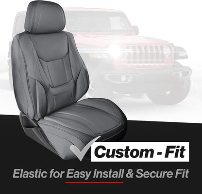 Coverland Custom SUV Car Seat Covers Front Seats for [2021-2026 GMC Yukon] - Protector Car Seat Cover Water Resistant Leather Memory Form Back Support Seat Cushion [Front-Dark Gray]
