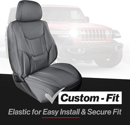 Coverland Custom SUV Car Seat Covers Front Seats for [2006-2026 Audi Q7] - Protector Car Seat Cover Water Resistant Leather Memory Form Back Support Seat Cushion [Front-Dark Gray]