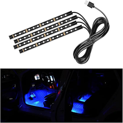 Ohleats Car LED Strip Light, 48 LED RGB Auto Interior Atmosphere Lights, Cigarette Lighter Under Dash Ambient Night Light, Interior Lamp Lighting Kit (Blue, USB)