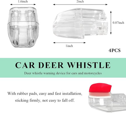 4 PCS Deer Whistles for Car, Deer Warning Whistle Wind Activated Safety Alert with Adhesive Tape, Animal Alert Device Avoid Collision for Sedans Trucks Motorcycles, Car Accessories (White)