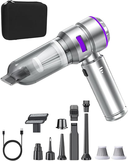 Joyzan Car Vacuum Cleaner, Portable Handheld Cordless Rechargeable Air Duster 16000PA Strong Suction Wet Dry 9 Nozzles HEPA Filter Car Home Office Workers Pet Hair Cleaning Men Gifts Dad Husband
