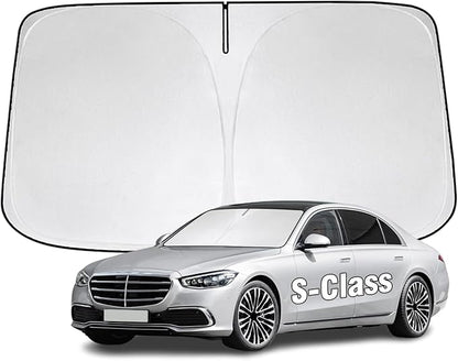 Windshield Sun Shade for Mercedes Benz S-Class s580 2015-2026 Sunshade 300T Windshield Cover Sun Shield Blocks UV Rays Custom Fit Front Window Shade Sun Visor Foldable Keep Cool