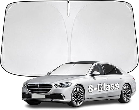 Windshield Sun Shade for Mercedes Benz S-Class s580 2015-2026 Sunshade 300T Windshield Cover Sun Shield Blocks UV Rays Custom Fit Front Window Shade Sun Visor Foldable Keep Cool