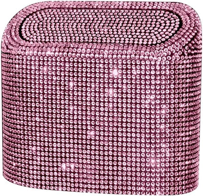 Bling Rhinestone Car Trash Can, Pink, Swing-Lid