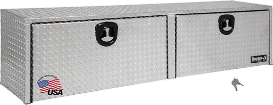 Buyers Products 1701565 Silver Aluminum Diamond Tread Topsider Truck Tool Box, 18x16x90 Inch, Made in USA, Professional Grade, Heavy Duty, Corrosion Resistant, Dual Drop Doors, Compression Latch