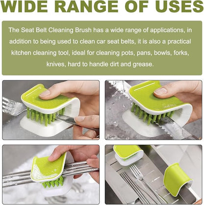 KVAEY Car Seat Belt Cleaning Brush, U-Shaped Auto Interior Washing Brush with Double-Sided Bristles, Closeable Safety Belt Bristle Scrubber Cutlery Cleaner Brush for Car Home (4 PCS)