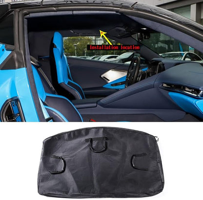 Hardtop Removable Roof Panel Storage Bag Compatible with Corvette C8 Coupe Stingray 2020 2021 2022 2023 2024 2025 (Manual Sunroof) Black Leather Interior Organizer Accessories