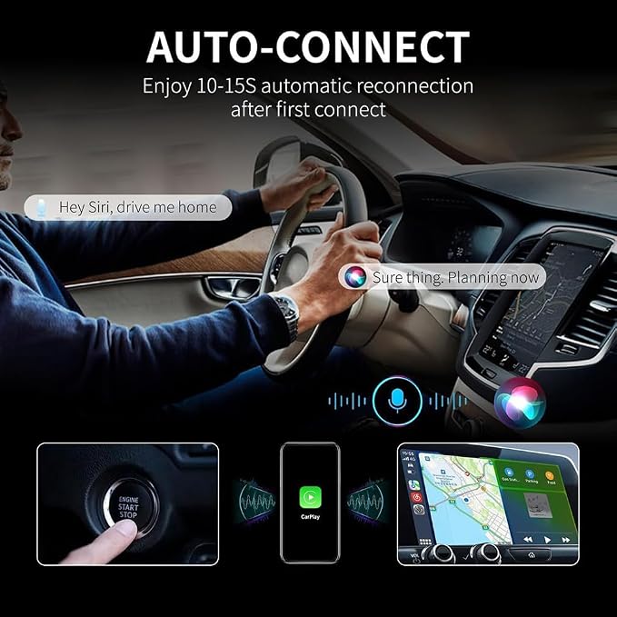 CarPlay Adapter, for Ford Bronco 2021-2024 Convert Wired to Wireless CarPlay, Plug and Play 2-in-1 CarPlay Fast & Stable Wireless Adapter,A-Silver