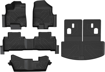 LASFIT Floor Mats&Trunk Mat&Backrest Mats for Acura Mdx 2014-2020 (Fit 7 Seater,Not fit Hybrid), Cargo Mat All Weather TPE Mats Custom Fit Floor Liner for Mdx 1st&2nd&3rd Row Car Mats & Cargo Liner