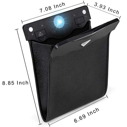 Smart LED Car Trash Can Waterproof Garbage Bag Passenger Side Artificial Leather Storage Pocket Leak Proof Reusable Traveling Portable Offices Toilet Garbage Cans Back Seat Hanging (Beige-1pack)