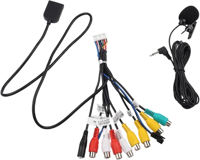 Car SIM Card Slot Adapter with 20 Pin Connector and Microphone for Radio Multimedia GPS 4G Navigation, External Audio Interface Cable for Android Car, 12V Vehicle Electronics
