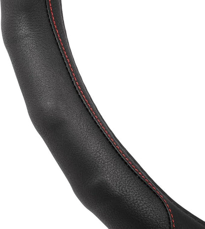 Motor Trend Ergonomic Steering Wheel Cover/Protector for Small Size Steering Wheels in Cars, SUVs, Boats (13.5-14.5") - Grip Drive Pro Comfort Grip (Black/Red Stitching)