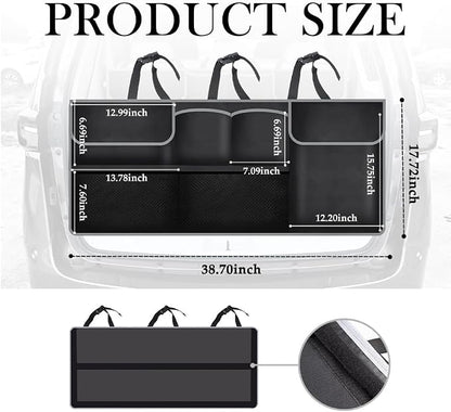 IHOTDER Large Capacity Car Trunk Organizer,Six Pockets Trunk Storage Organizer with Adjustable Straps,Wear-Resistant Oxford Fabric Hanging Trunk Organizer for Car Truck SUV