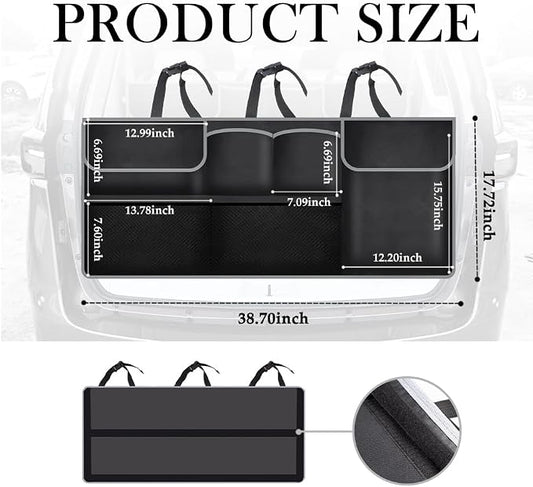 IHOTDER Large Capacity Car Trunk Organizer,Six Pockets Trunk Storage Organizer with Adjustable Straps,Wear-Resistant Oxford Fabric Hanging Trunk Organizer for Car Truck SUV