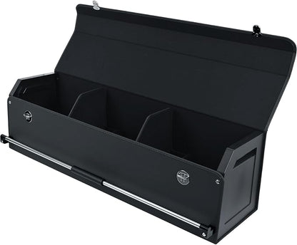 Car Trunk Organizer, Leather Car Trunk Storage Organizer with Lid and Sturdy Handle Car Organizer Storage Box Suv Trunk Organizer (Black, 40.5 x 11.4 x 12.2in)