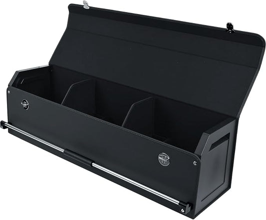 Car Trunk Organizer, Leather Car Trunk Storage Organizer with Lid and Sturdy Handle Car Organizer Storage Box Suv Trunk Organizer (Black, 40.5 x 11.4 x 12.2in)